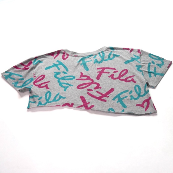 Fila Womens Size Small Big Girls Large (14/16) Grey Multicolored Crop Shirt - Picture 4 of 8